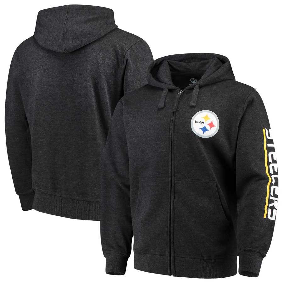 Men's Pittsburgh Steelers G III Sports by Carl Banks Post Route Full Zip Hoodie Charcoal,We sell and wholesale Men's Pittsburgh Steelers G III Sports by Carl Banks Post Route Full Zip Hoodie Charcoal on line form chian!